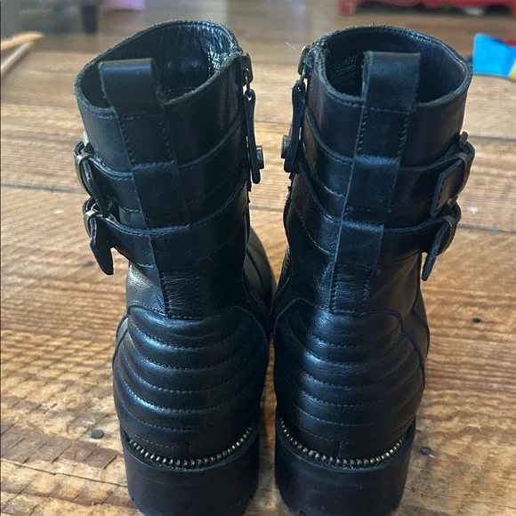 Fabianelli Black Leather double strap moto boot - Picture 4 of 8